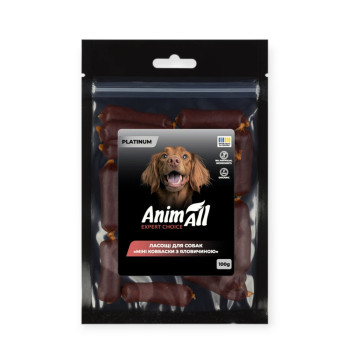 AnimAll Platinum лакомство для собак, колбаски с говядиной - 100 г