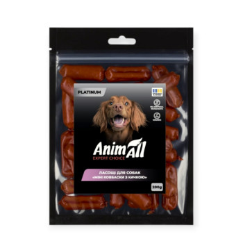 AnimAll Platinum лакомство для собак, колбаски с уткой - 200 г
