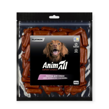 AnimAll Platinum лакомство для собак, колбаски с уткой - 500 г