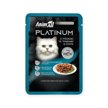AnimAll Platinum влажный корм для кошек, с треской и травами - 85 г