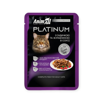 AnimAll Platinum влажный корм для кошек, с индейкой и клюквой - 85 г