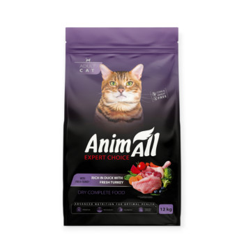 Animall Cat Adult Duck & Fresh Turkey корм для активных кошек, с уткой и индейкой - 12 кг