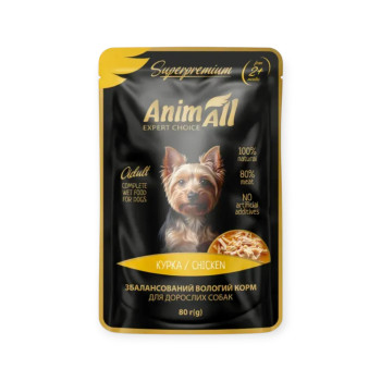 AnimAll Dog Chicken корм для щенков и юниоров, с курицей - 80 г