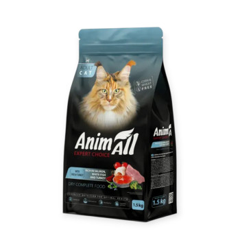 Animall Cat Salmon, White Fish & Turkey корм для кошек, с лососем и индейкой - 1,5 кг