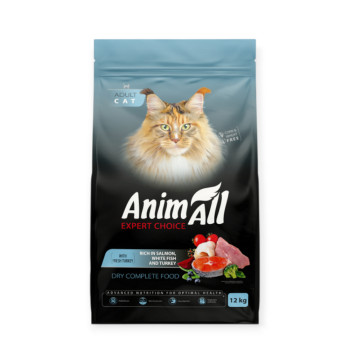 Animall Cat Salmon, White Fish & Turkey корм для котів, з лососем та індичкою - 12 кг