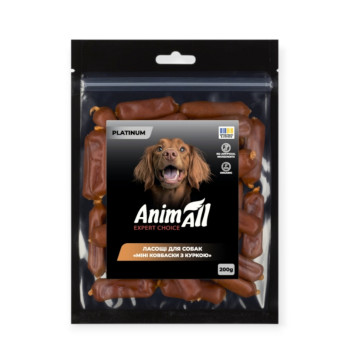 AnimAll Platinum лакомство для щенков и взрослых собак, колбаски с курицей - 200 г