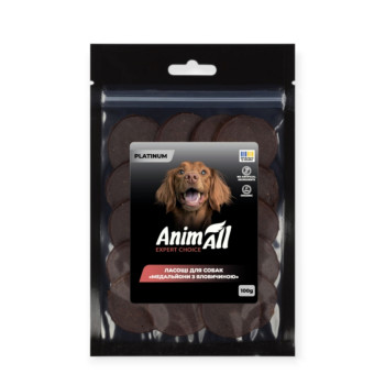 AnimAll Platinum лакомство для собак, медальоны с говядиной - 100 г
