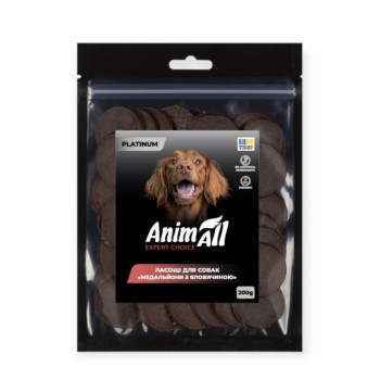 AnimAll Platinum лакомство для собак, медальоны с говядиной - 200 г