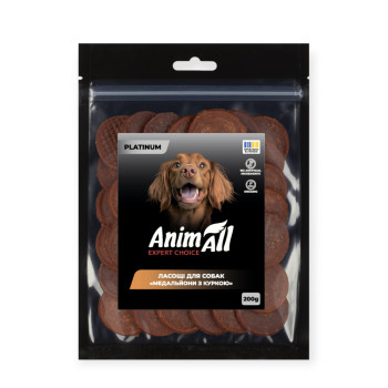 AnimAll Platinum лакомство для собак, медальоны с курицей - 200 г