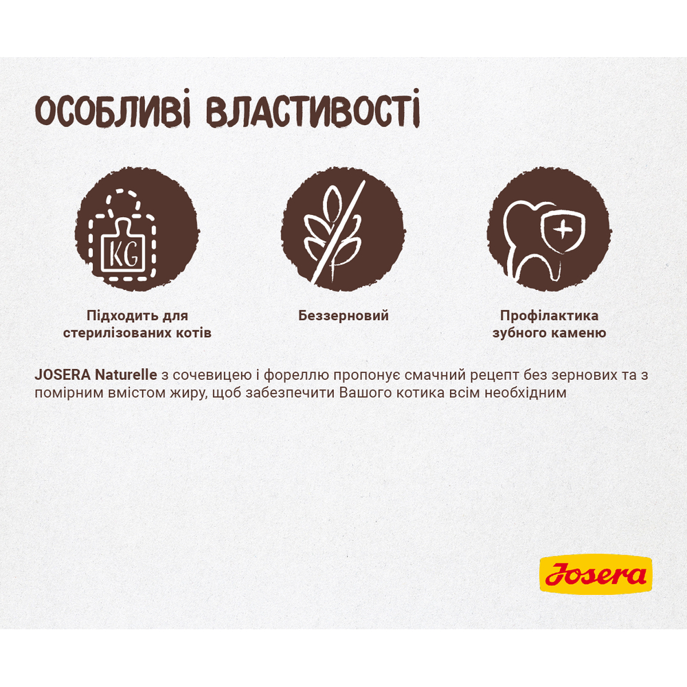 Josera Cat Naturelle Sterilised для стерилизованных кошек, с форелью и чечевицей - 2 кг