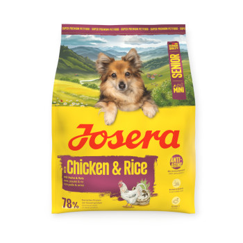 Josera Mini Senior Chicken & Rice для пожилых собак малых пород, с курицей и рисом - 900 г х 5 шт