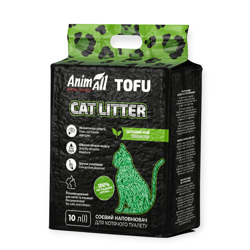 AnimAll Tofu соевый наполнитель, с ароматом зеленого чая – 10 л