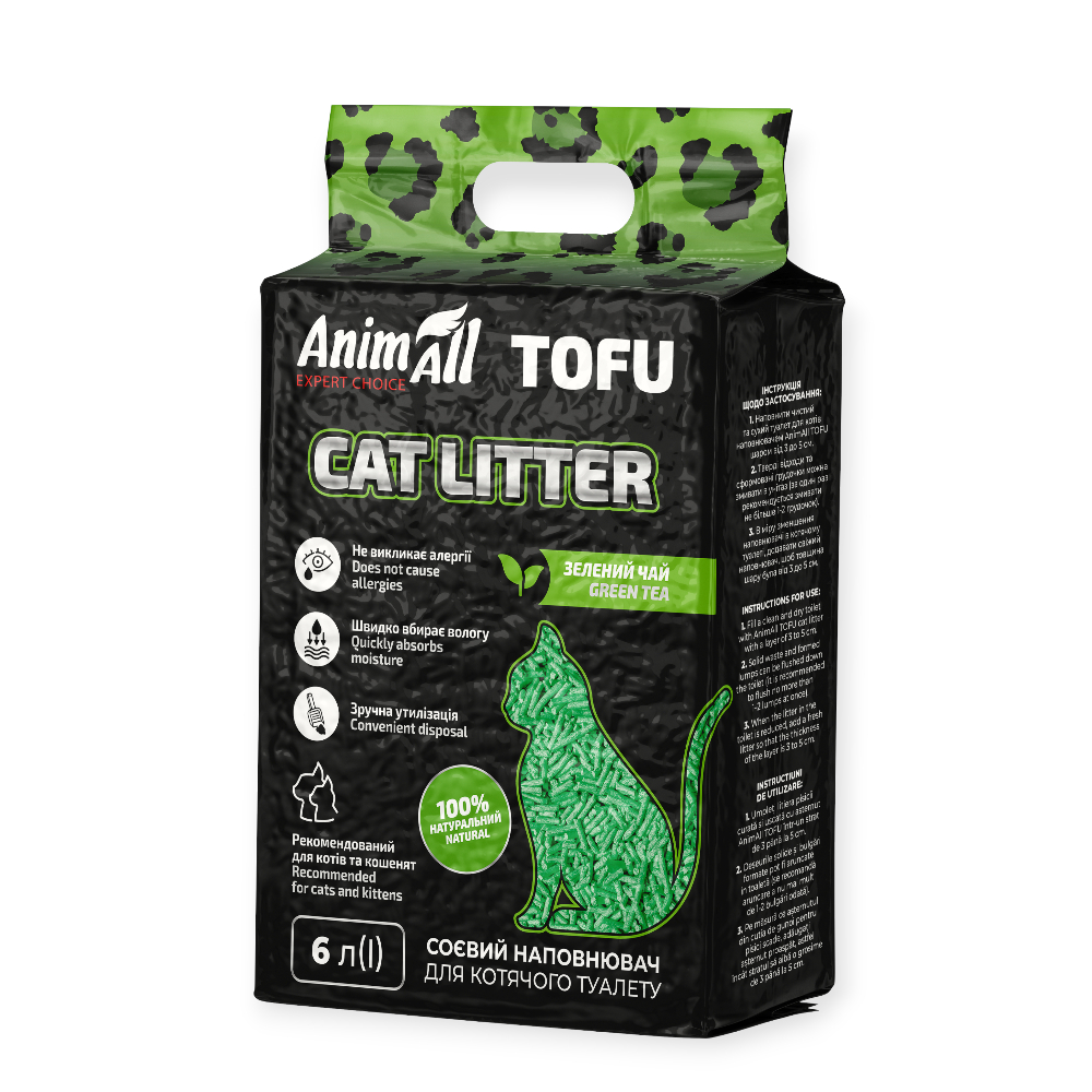AnimAll Tofu соевый наполнитель, с ароматом зеленого чая – 6 л