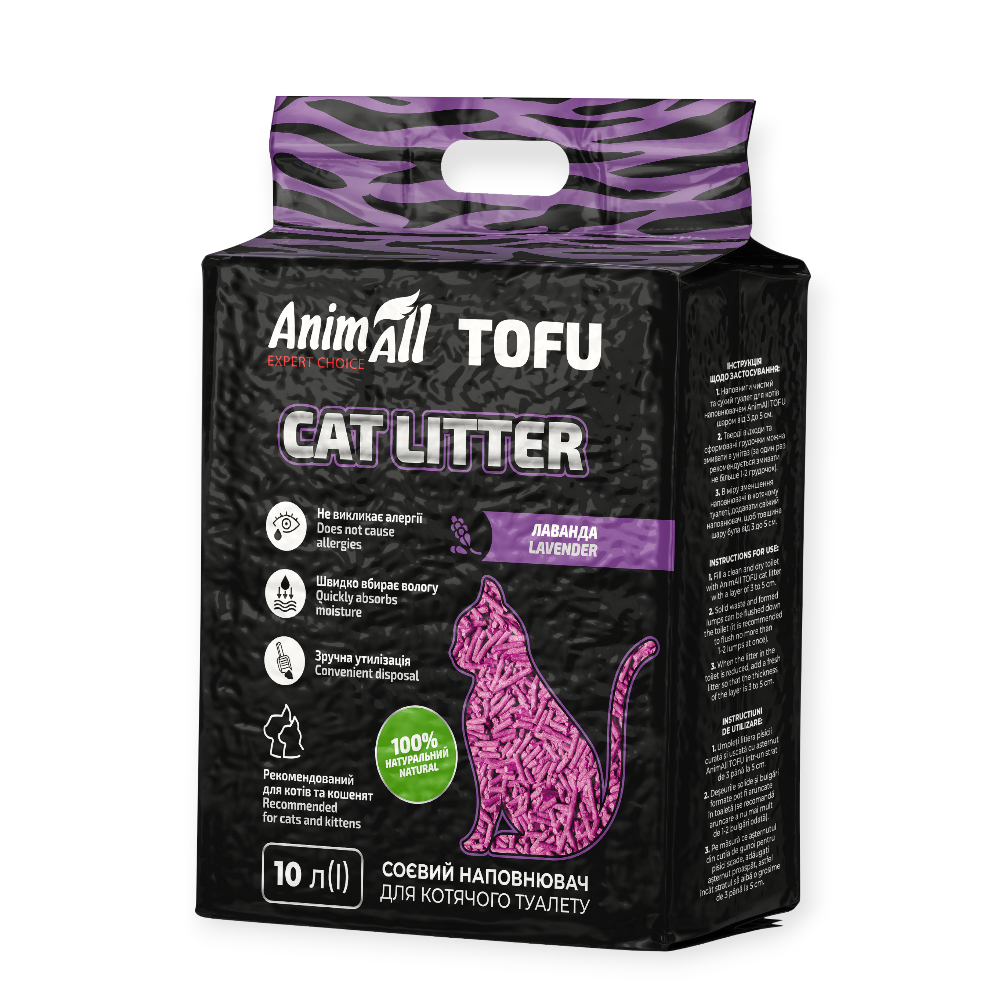 AnimAll Tofu соевый наполнитель, с ароматом лаванды - 10 л