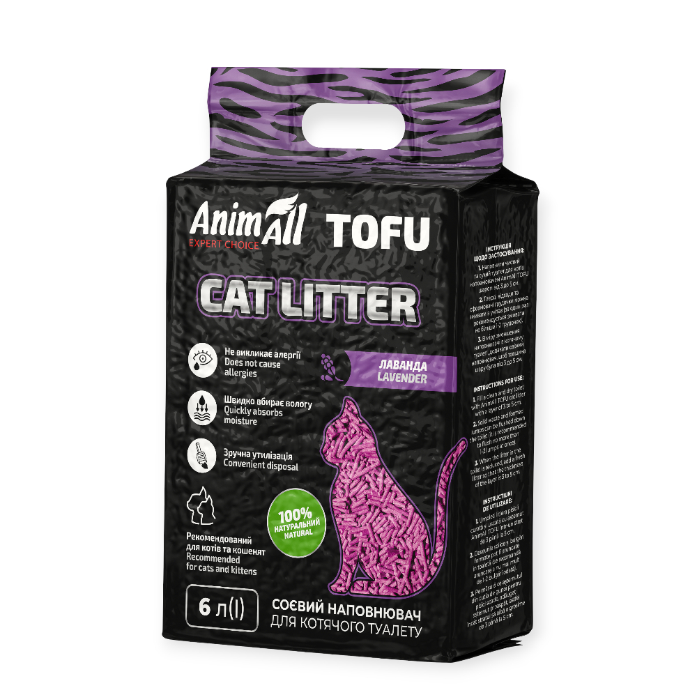 AnimAll Tofu соевый наполнитель, с ароматом лаванды - 6 л