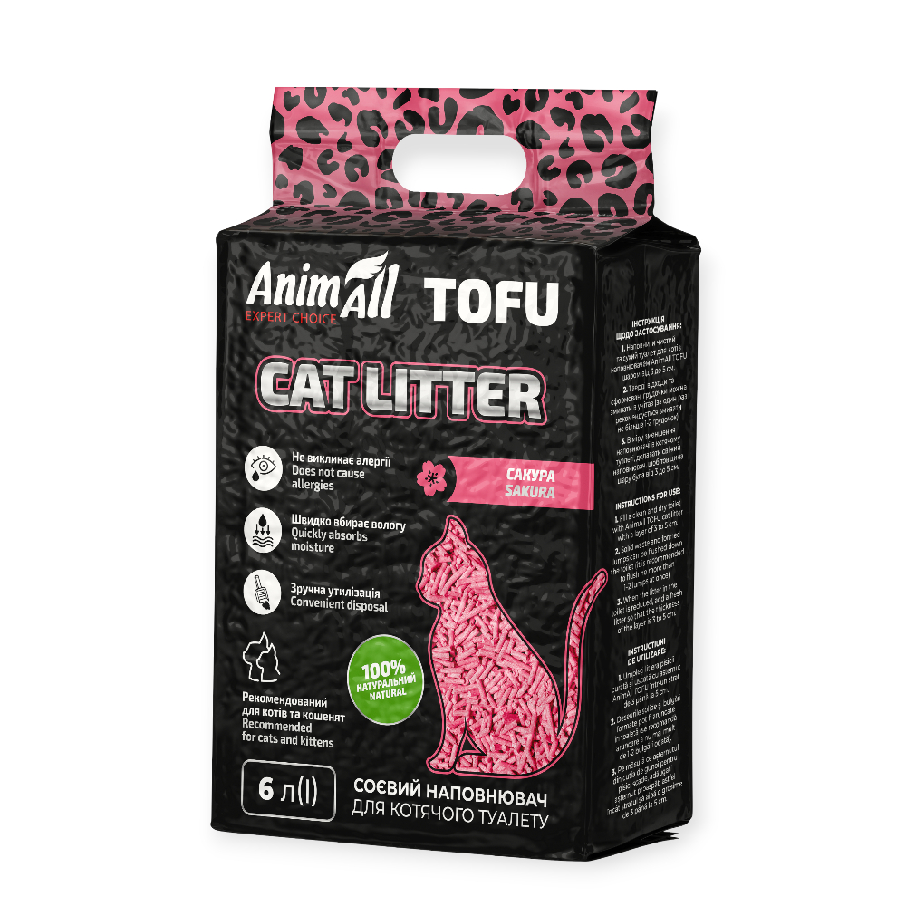 AnimAll Tofu соєвий наповнювач, з ароматом сакури - 6 л