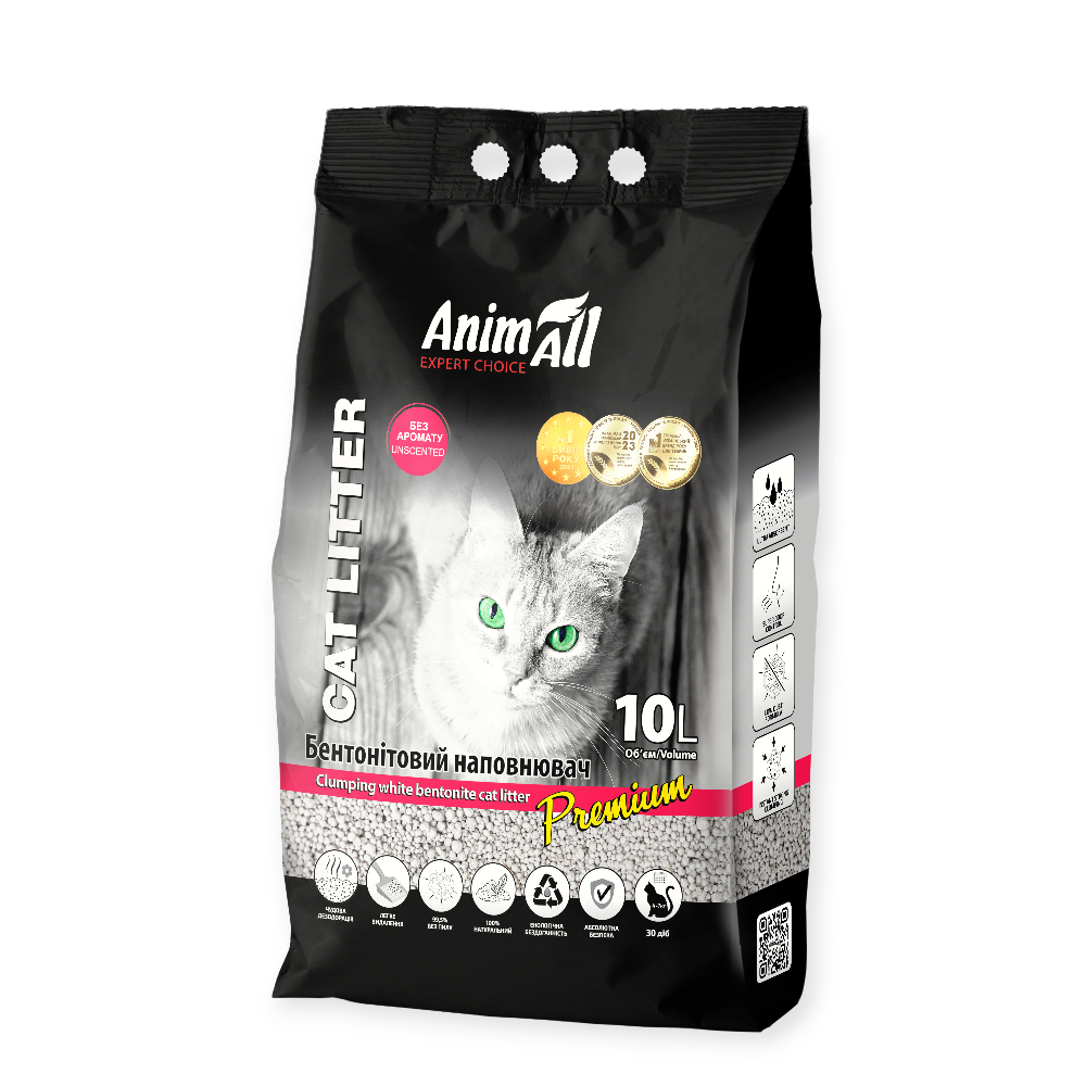 AnimAll белый бентонитовый наполнитель, без аромата - 10 л