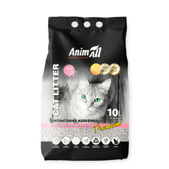 AnimAll белый бентонитовый наполнитель, с ароматом детской присыпки - 10 л
