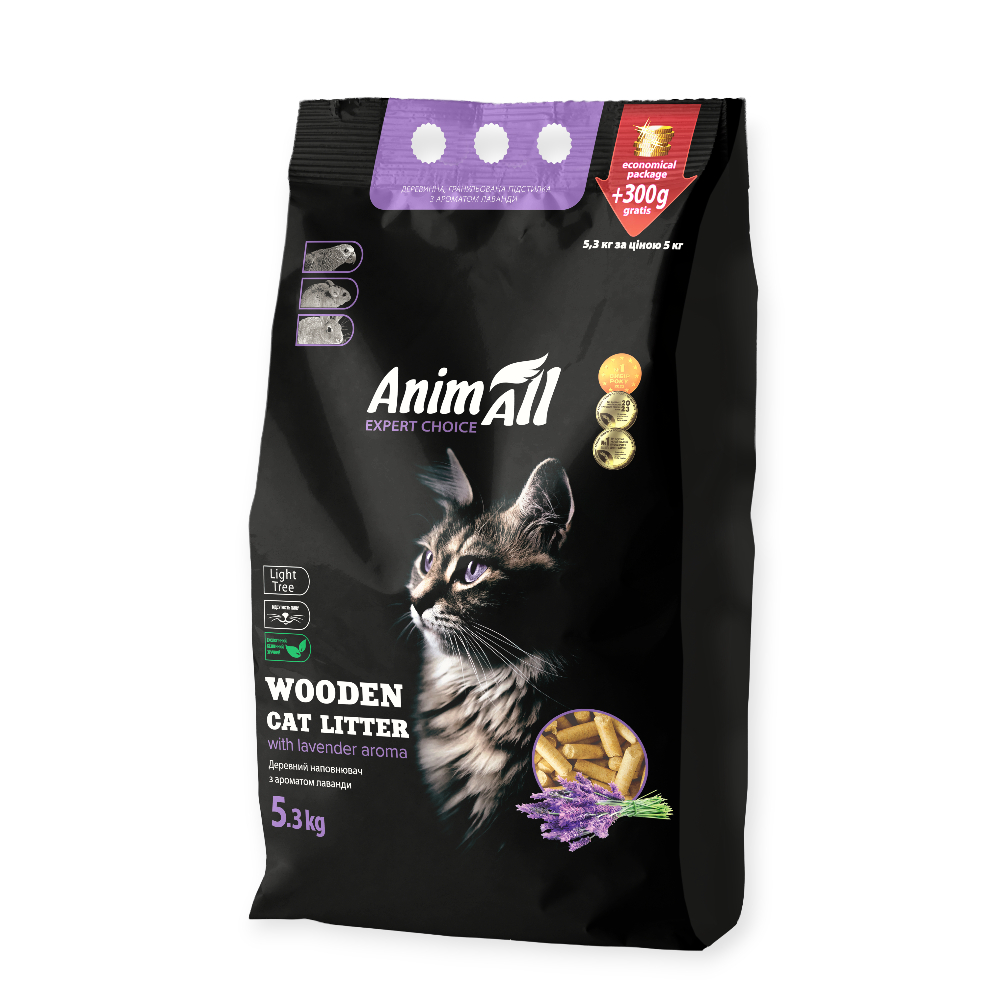 AnimAll древесный наполнитель, с ароматом лаванды - 5,3 кг