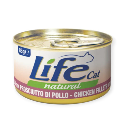 LifeCat вологий корм для котів, з курячим філе та шинкою - 85 г