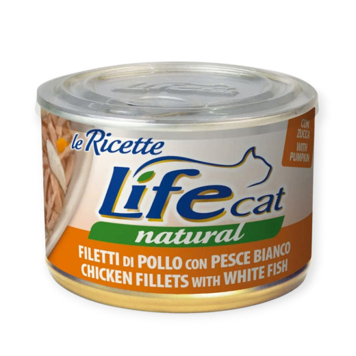 LifeCat Le Ricette влажный корм для кошек с куриным филе и белой рыбой - 150 г