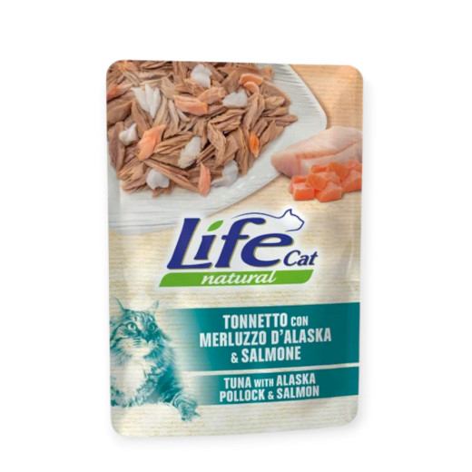 LifeCat пауч для кошек, с тунцем, щепкой и лососем - 70 г