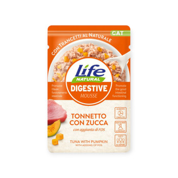 LifeCat Digestive Mousse пауч для котів, з тунцем та гарбузом - 70 г