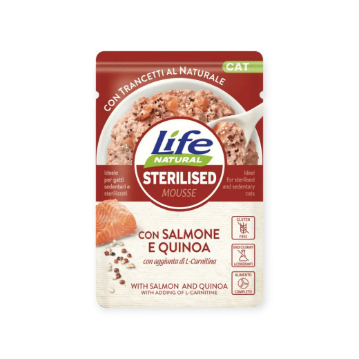 LifeCat Sterilised Mousse пауч для стерилізованих котів, з лососем та кіноа - 70 г