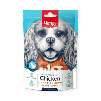Wanpy Jerky & Calcium Bone Wrap ласощі для собак, кістка з куркою та кальцієм - 454 г