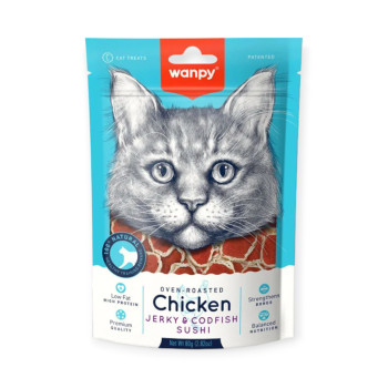 Wanpy Chicken Jerky & Codfish Sushi ласощі для котів, суші з куркою та тріскою - 80 г