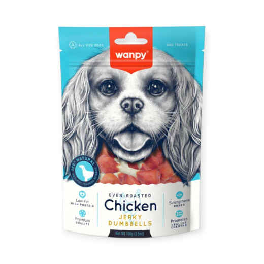 Wanpy Chicken Jerky Dumbbells ласощі для собак, кістка-гантель з куркою - 100 г