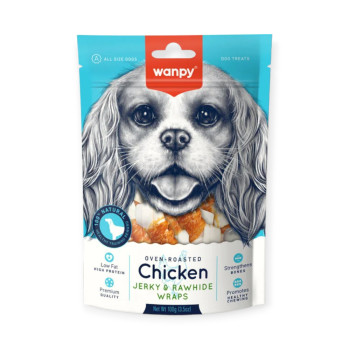 Wanpy Chicken Jerky & Rawhide Wraps лакомство для собак, узловая кость с курицей - 100 г
