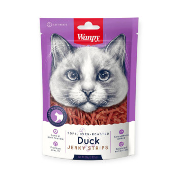 Wanpy Soft Duck Jerky Strips ласощі для котів, смужки м'якого качиного філе - 80 г