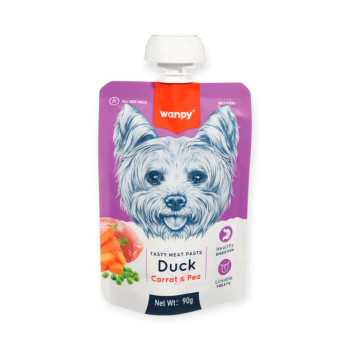 Wanpy Duck, Carrot & Pea крем-суп для собак, с уткой, морковью и горошком - 90 г