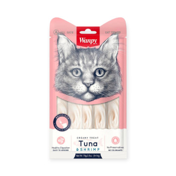 Wanpy Creamy Treat Tuna & Shrimp ласощі для котів, з тунцем та креветками - 14 г х 5 шт