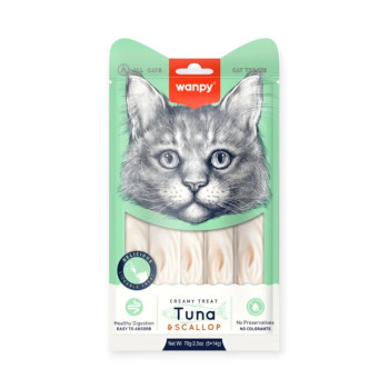 Wanpy Creamy Treat Tuna & Scallop лакомство для кошек, с тунцем и расческой - 14 г х 5 шт