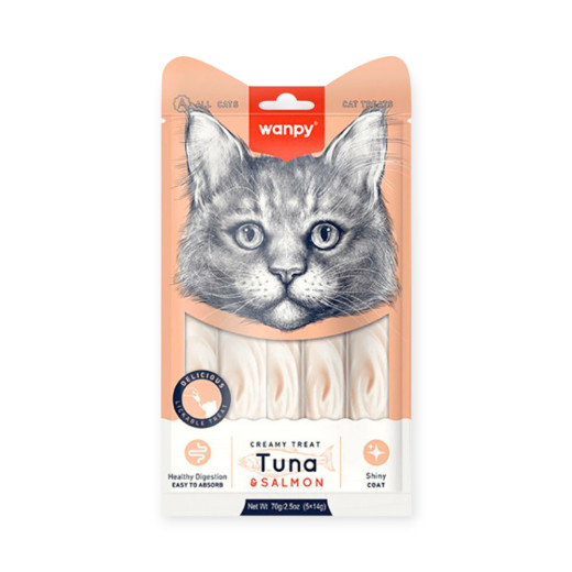 Wanpy Creamy Treat Tuna & Salmon ласощі для котів, з тунцем та лососем - 14 г х 5 шт