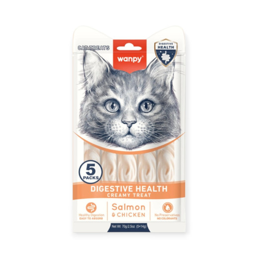 Wanpy Functional Creamy Treat Digestive Health ласощі для котів, з лососем - 14 г х 5 шт