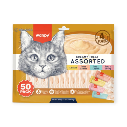 Wanpy Creamy Treat Assorted  набір кремових ласощів для котів, мікс смаків - 14 г х 50 шт