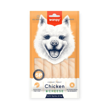 Wanpy Creamy Lickable Treat Chicken & Cheese ласощі для собак, з куркою та сиром - 14 г х 5 шт