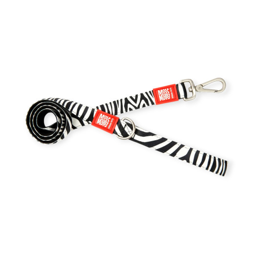 Max & Molly Short Leash Zebra короткий повідець, принт зебра - L