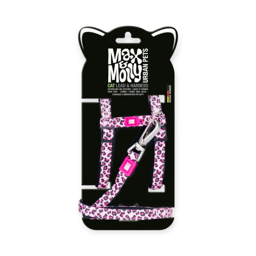 Max & Molly Cat Leopard Pink шлея та повідець для котів, принт леопард - one size