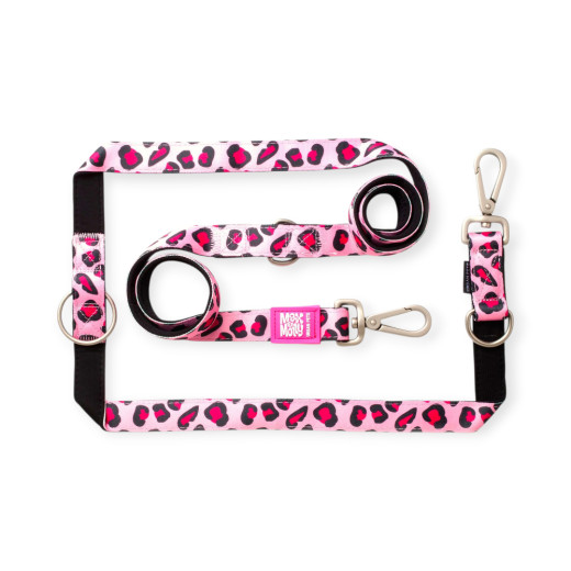 Max & Molly Multi-Function Leash Leopard Pink багатофункціональний повідець, принт леопард - S