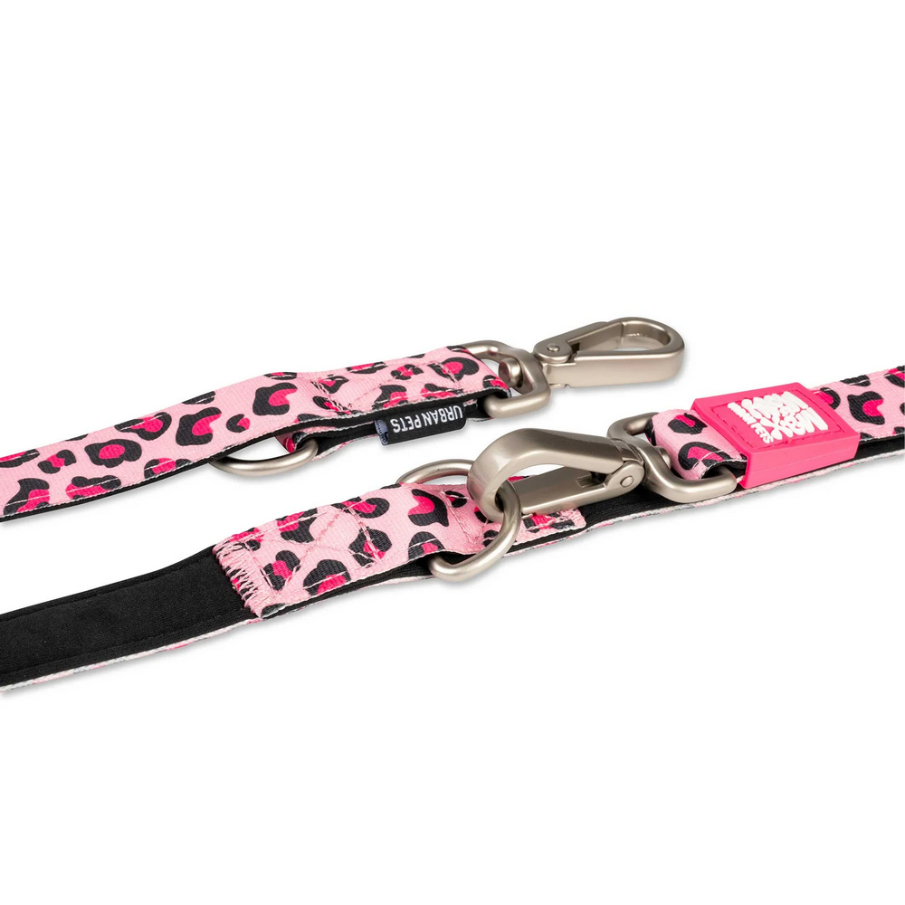 Max & Molly Multi-Function Leash Leopard Pink багатофункціональний повідець, принт леопард - М
