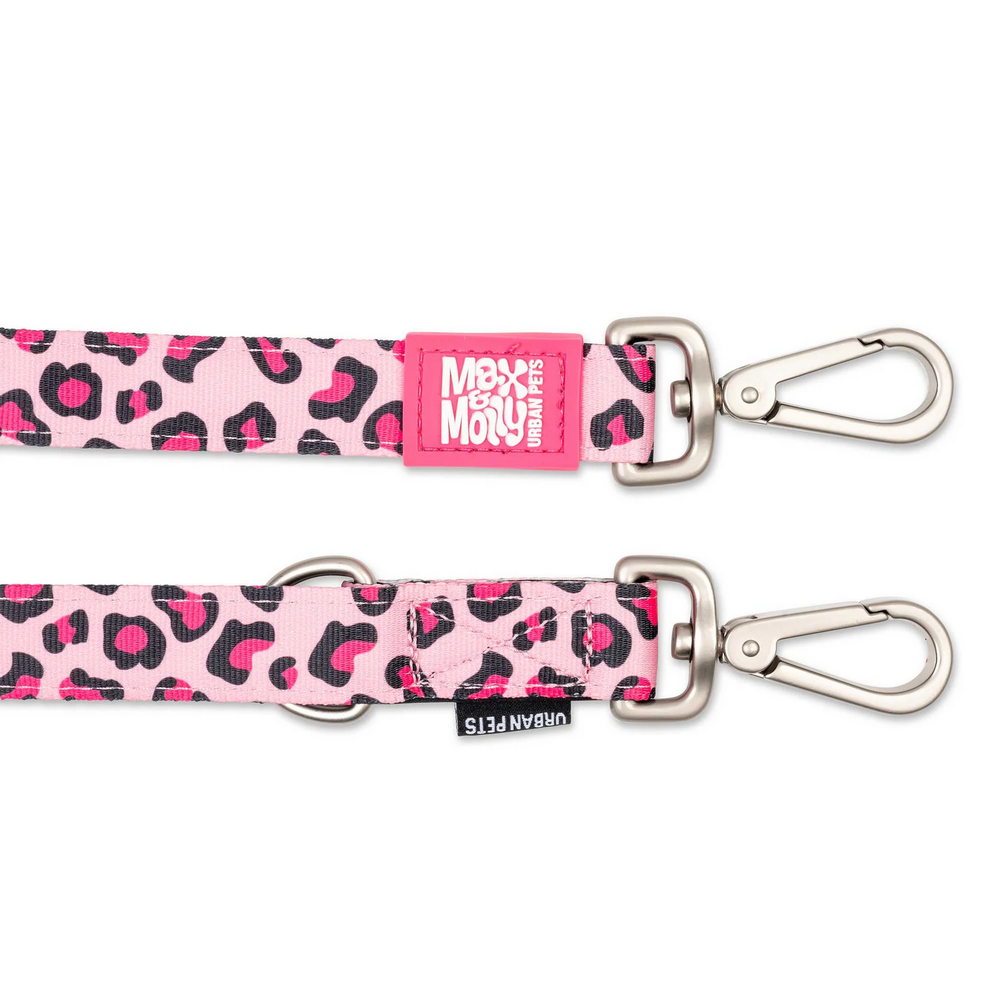 Max & Molly Multi-Function Leash Leopard Pink багатофункціональний повідець, принт леопард - М