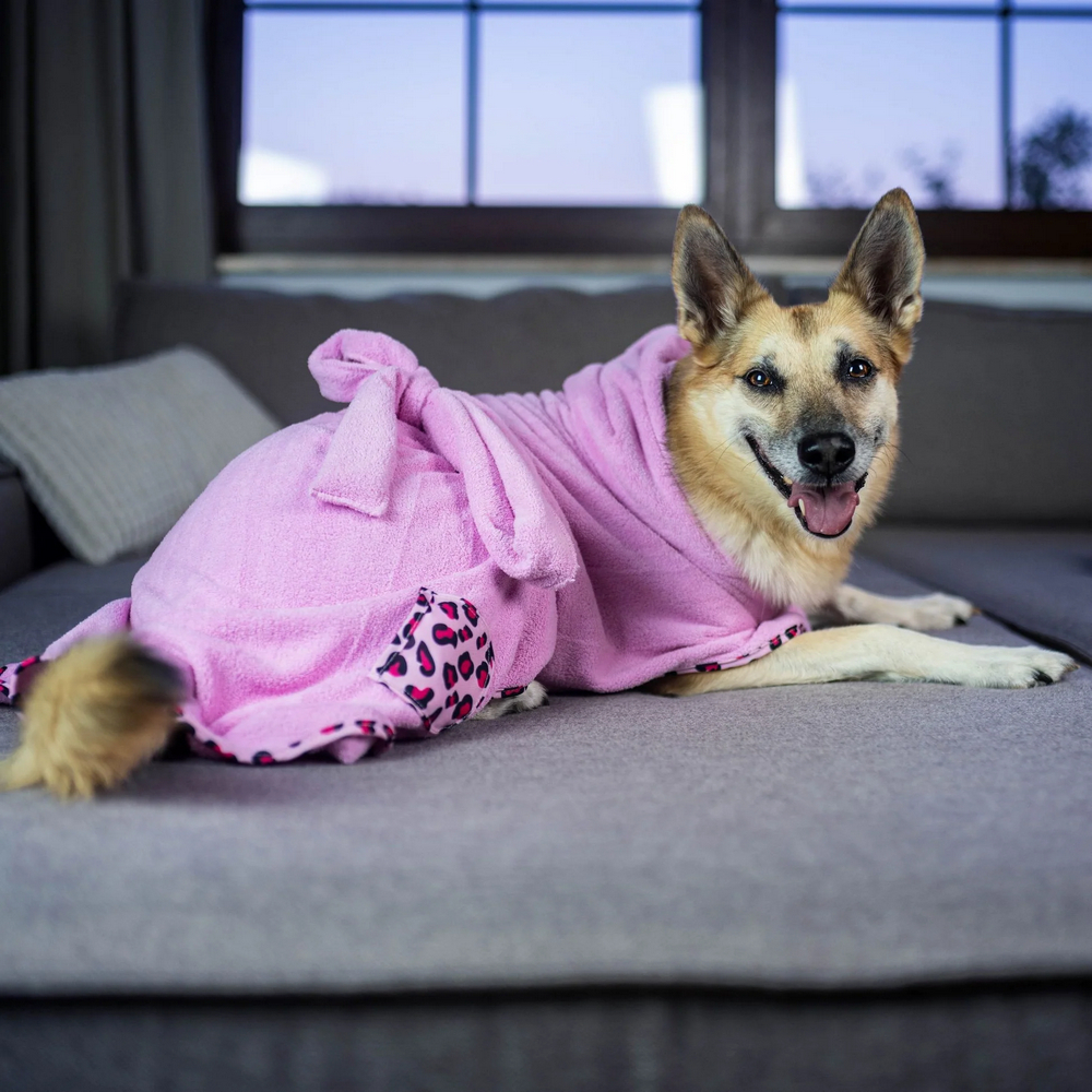 Max & Molly Bath Robe Leopard Pink халат для собак, принт леопард - M