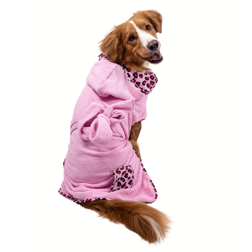 Max & Molly Bath Robe Leopard Pink халат для собак, принт леопард - L