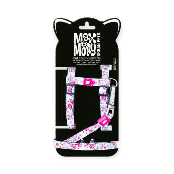 Max & Molly Cherry Bloom шлея та повідець для котів, принт вишневий цвіт - one size