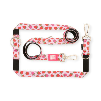 Max & Molly Multi-Function Leash Strawberry багатофункціональний повідець, принт полунична мрія - S