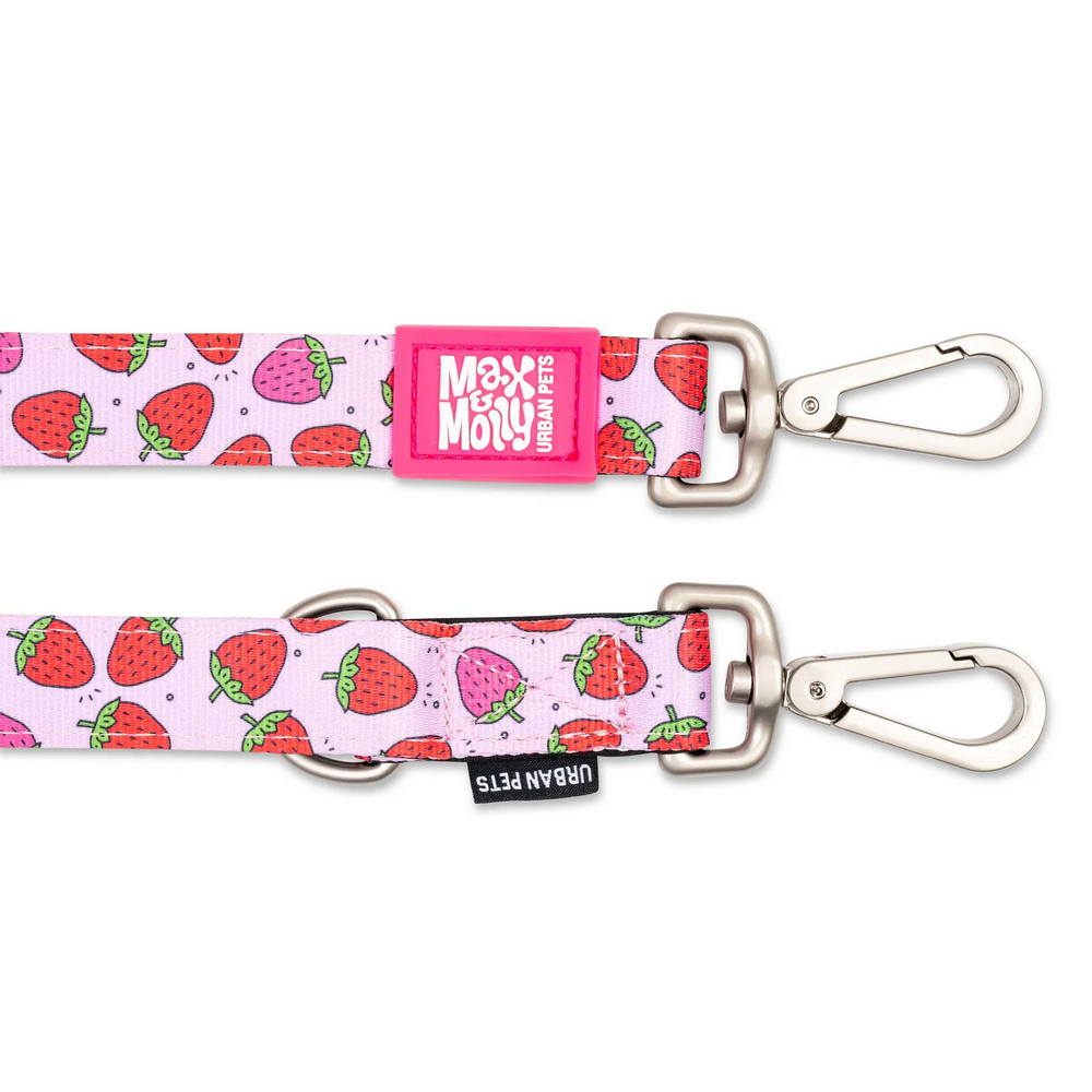 Max & Molly Multi-Function Leash Strawberry багатофункціональний повідець, принт полунична мрія - М
